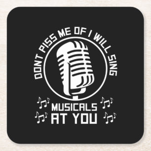 Theatre Singer Broadway Square Paper Coaster