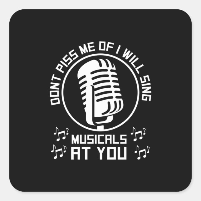 Theatre Singer Broadway Square Sticker (Front)