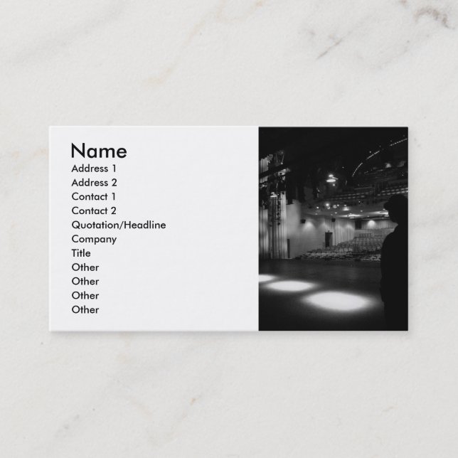 Theatre Stage Black White Photo Business Card (Front)