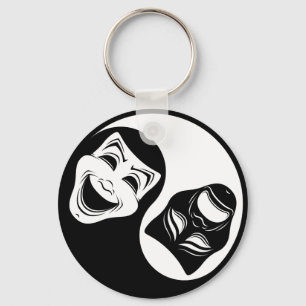 Theatre Yin Yang Design - Comedy and Tragedy Masks Key Ring