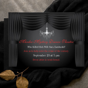 Theatrical Adult Murder Mystery Dinner Party Invitation