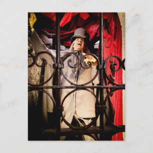 Theatrical Figure Behind Ornate Iron Bars Postcard
