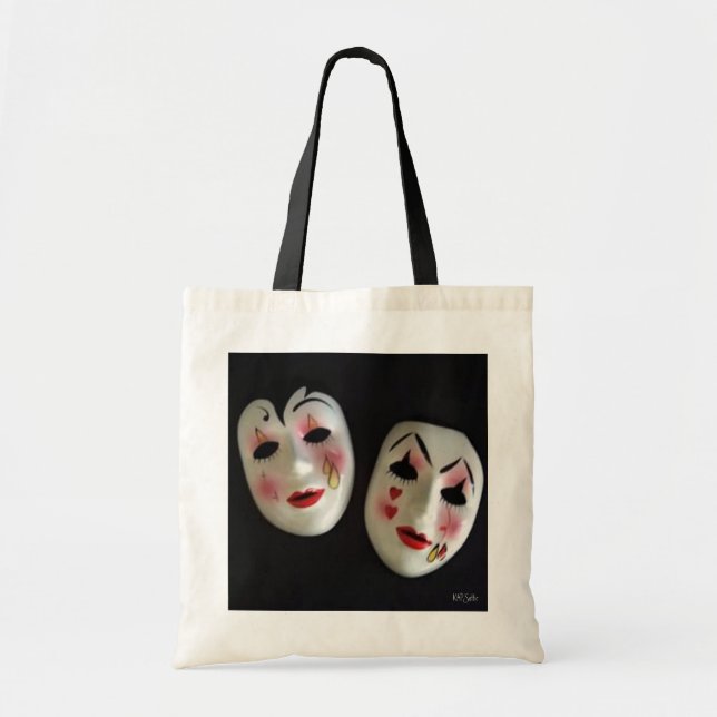Theatrical Mask Faces Tote Bag (Front)