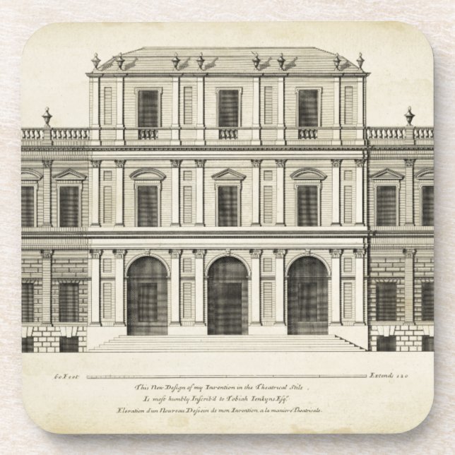 Theatrical Style Façade by Colen Campbell Coaster (Front)