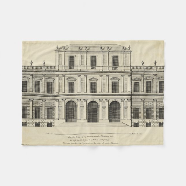 Theatrical Style Façade by Colen Campbell Fleece Blanket (Front (Horizontal))