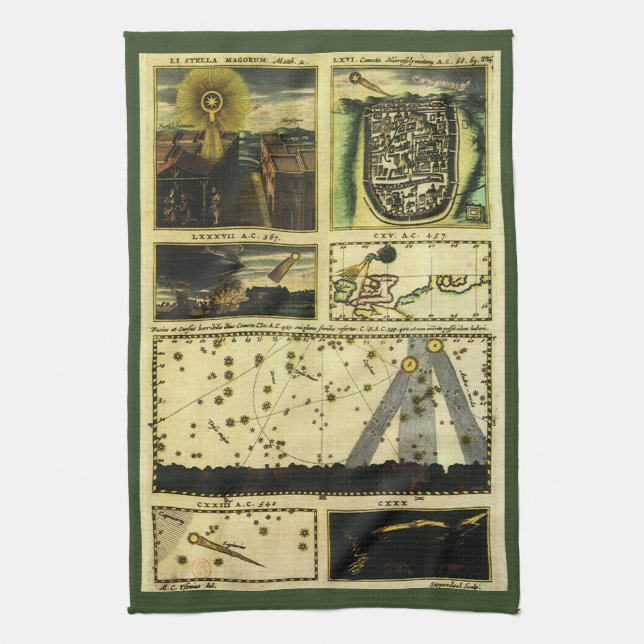 Theatrum Cometicum Comets by Stanislaw Lubieniecki Tea Towel (Vertical)