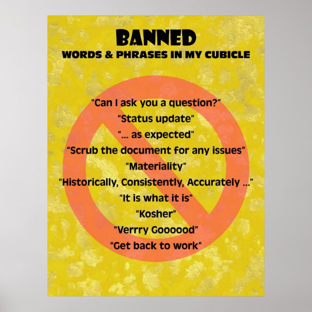 "theCUBICLE" Banned Words & Phrases Poster (Front)