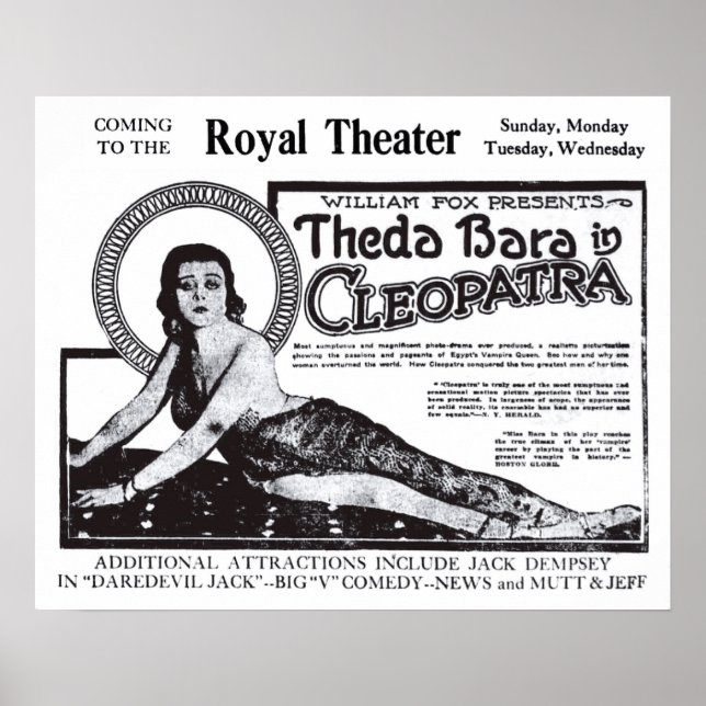 Theda Bara 1920 vintage movie ad poster (Front)