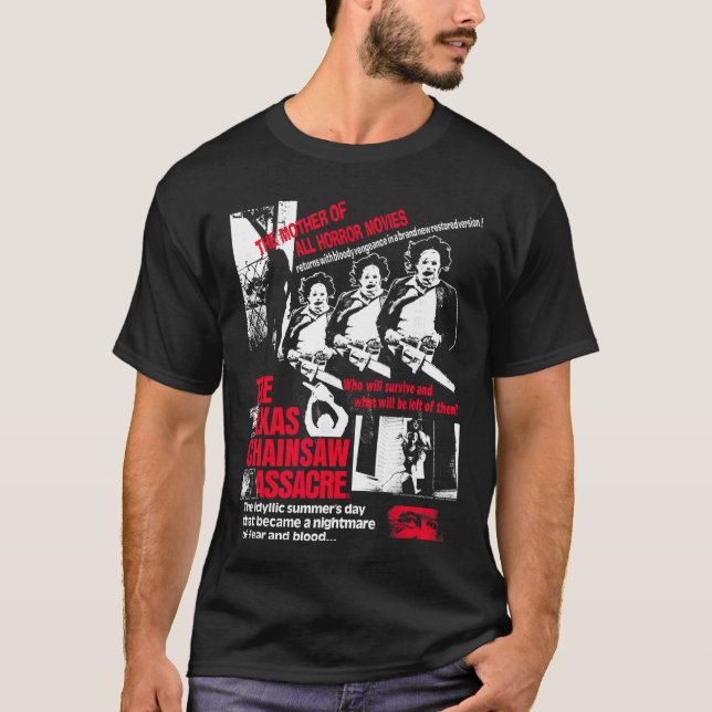 Theeas Chainsaw Massacre Mother of All Horror Movi T-Shirt (Front)