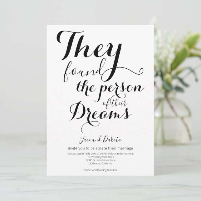 Their Dream Person Non-Binary LGBTQ Wedding Invitation (Standing Front)