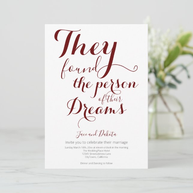 Their Dream Person Non-Binary LGBTQ Wedding Invitation (Standing Front)