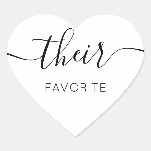 Their Favourite Сalligraphic Favour Gift Heart Sticker (Front)