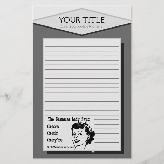 Their They're There Lined Stationery (Front)