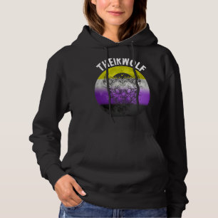 Theirwolf Nonbinary Flag LGBTQ Genderqueer Nonbina Hoodie
