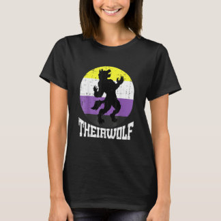 Theirwolf Nonbinary Pride Non Binary Enby NB Flag T-Shirt