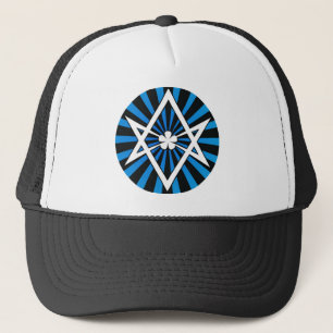 Thelema Unicursal Hexagram Blue Sunburst Trucker Hat
