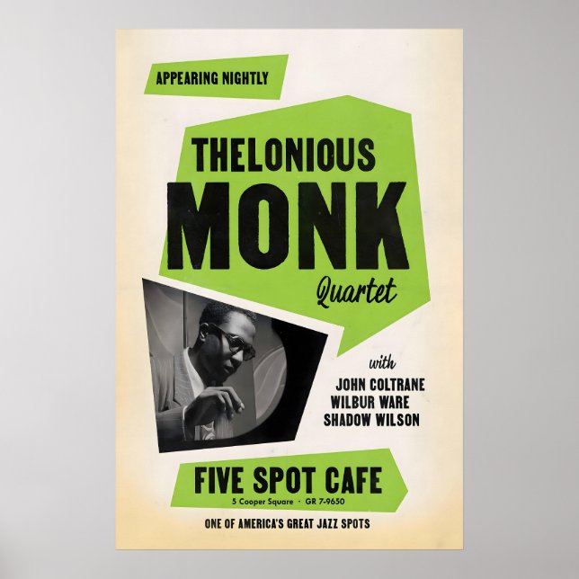Thelonious Monk - John Coltrane jazz poster - Five (Front)