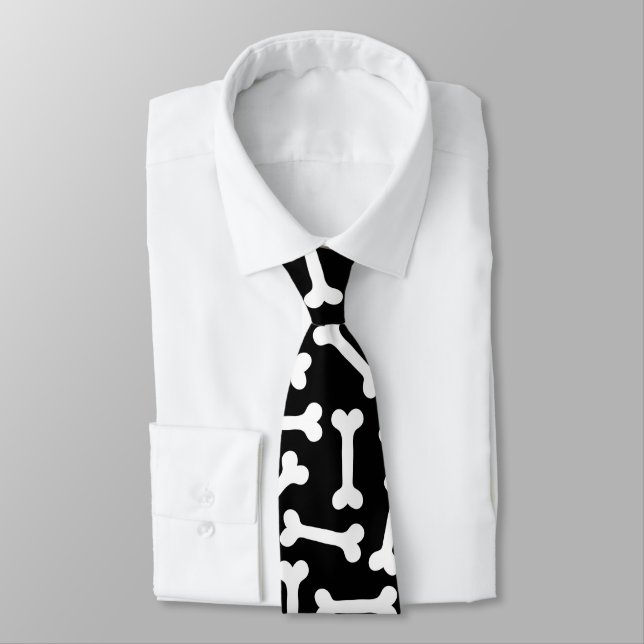 Them Bones (on black) Tie (Tied)