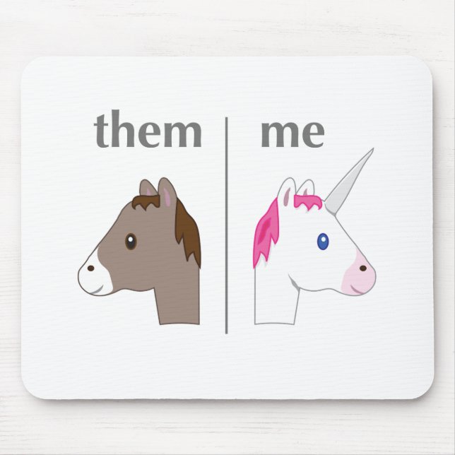 Them vs Me Donkey vs Unicorn funny Mouse Pad (Front)