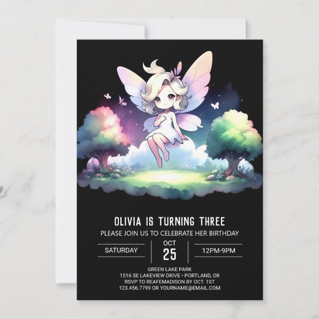 Theme Cute Fairy Birthday Invitation (Front)