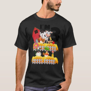 Theme Farm Animals 3rd Birthday I'm 3 Year Old Tod T-Shirt
