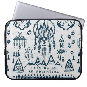 Theme of travel and adventure laptop sleeve