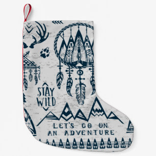 Theme of travel and adventure small christmas stocking