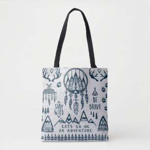Theme of travel and adventure tote bag