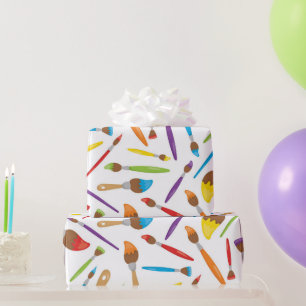 Themed aArtist paint brush wrapping paper