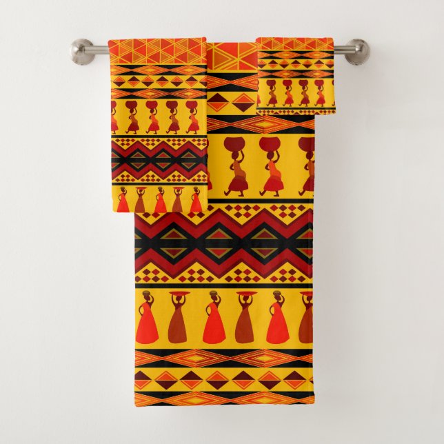 Themed African Tribal pattern towel set (Insitu)