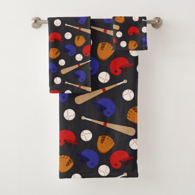 Themed baseball sports pattern towel set (Insitu)