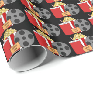 Themed Movie reel and snacks wrapping paper
