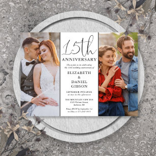 Then And Now 2 Photo 15th Wedding Anniversary Invitation
