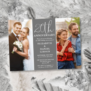 Then And Now 2 Photo 20th Wedding Anniversary Invitation