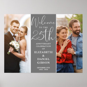 Then And Now 2 Photo 25th Anniversary Welcome Sign