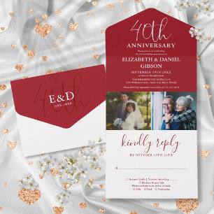 Then And Now 2 Photo 40th Wedding Anniversary All In One Invitation