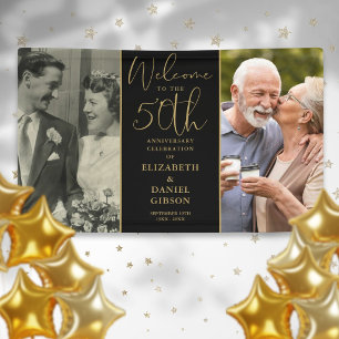 Then And Now 2 Photo 50th Anniversary Welcome Banner