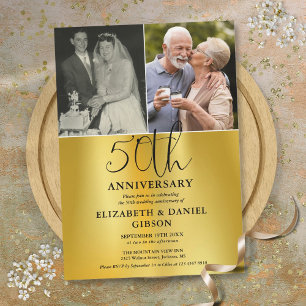 Then And Now 2 Photo 50th Wedding Anniversary Invitation
