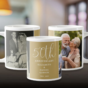 Then And Now 2 Photo 50th Wedding Anniversary Large Coffee Mug