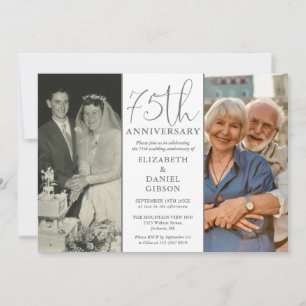 Then And Now 2 Photo 75th Wedding Anniversary Invitation