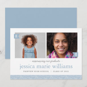 Then and Now 2 Photo Graduation Announcement