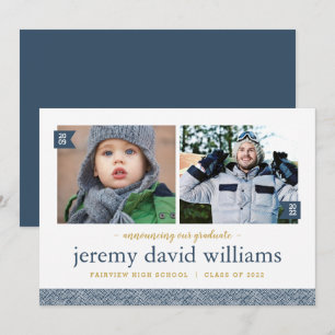 Then and Now 2 Photo Graduation Announcement