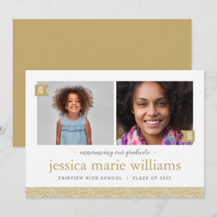 Then and Now 2 Photo Graduation Announcement