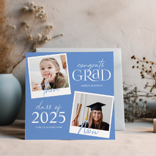 Then And Now   2 Photo Graduation Announcement