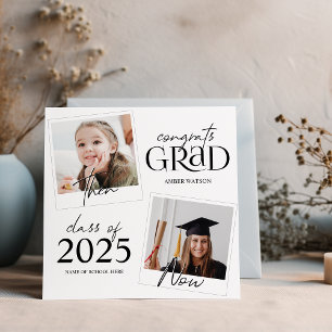 Then And Now   2 Photo Graduation Announcement