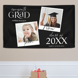 Then And Now   2 Photo Graduation  Banner