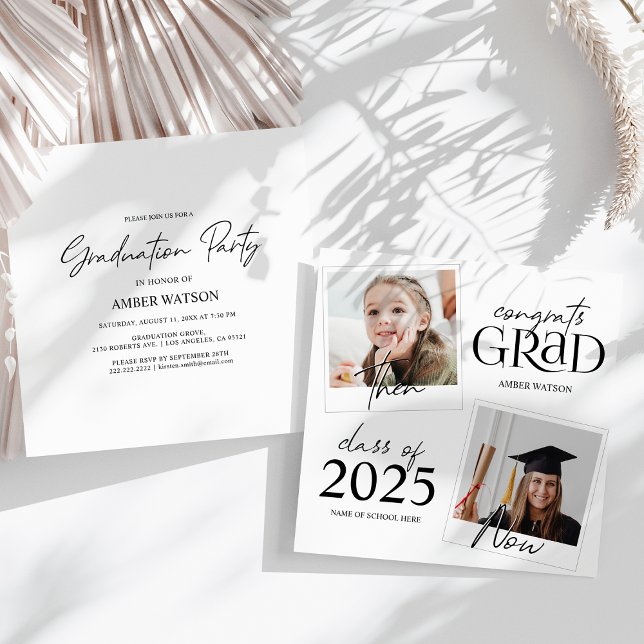 Then And Now | 2 Photo Graduation Invitation (Creator Uploaded)