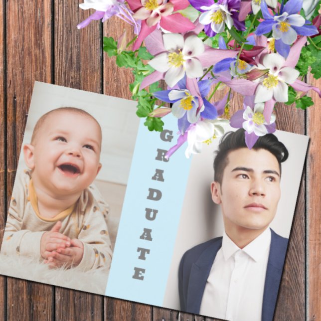 Then And Now 2 Photo Graduation Invitation (Creator Uploaded)