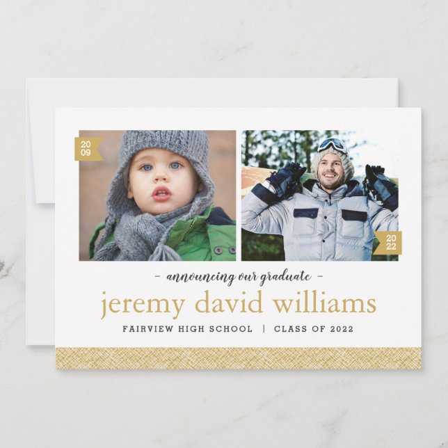 Then and Now 2 Photo Graduation Party Invitation (Front)