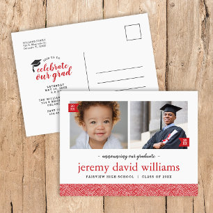 Then and Now 2 Photo Graduation Party Invitation